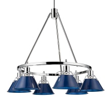 Golden 3306-6 CH-NVY - Yep by Golden Lighting Orwell 6-light Chandelier in Chrome and Navy Blue shade